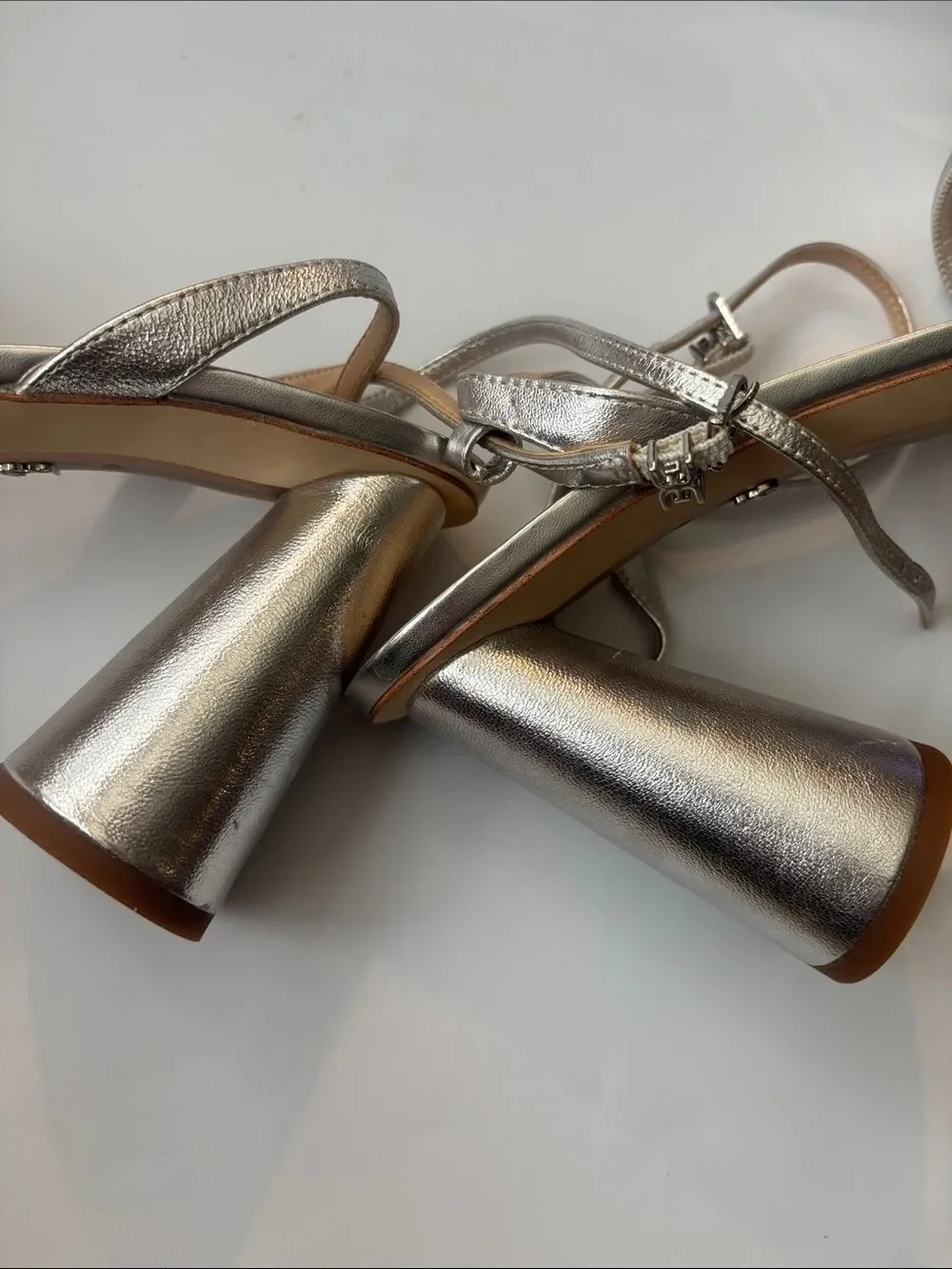 Sam Edelman Kia Sandals in Silver Leather Size 10 ~ New No Box